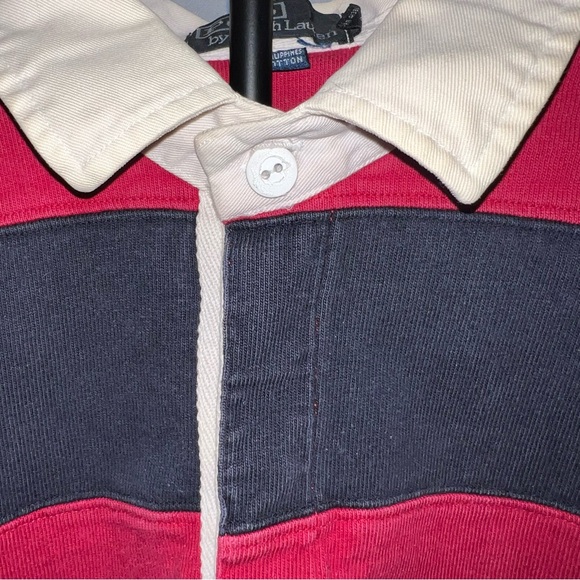 Polo Ralph Lauren Red & Black Striped Rugby Shirt Men’s Size Large - Picture 3 of 8